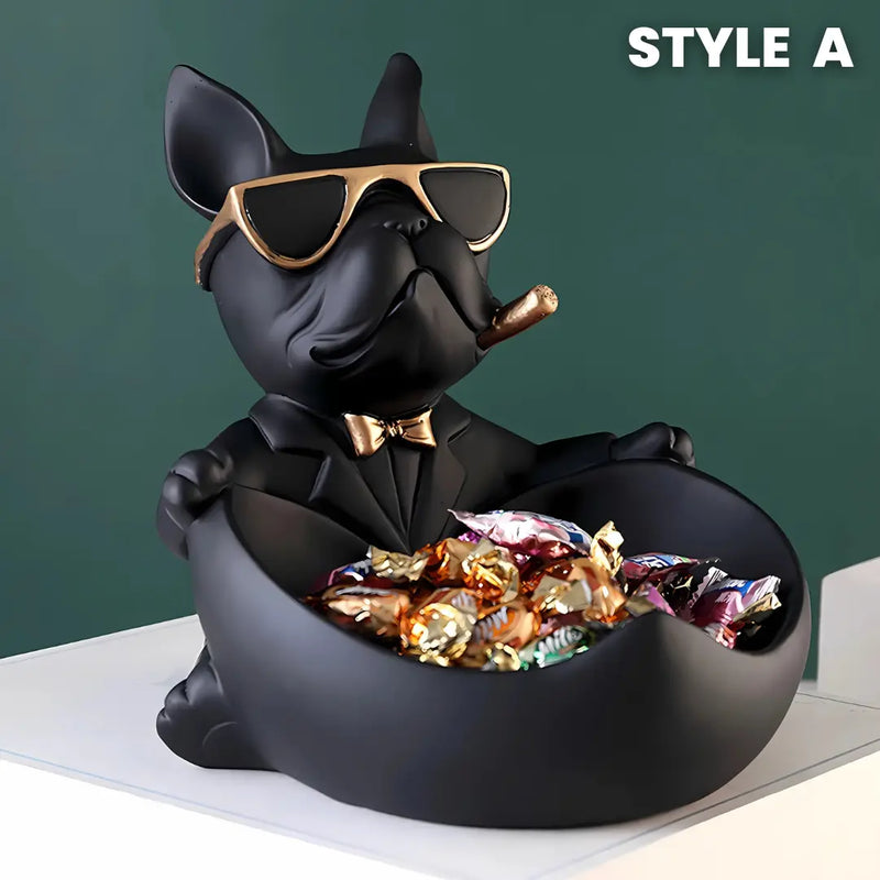 French Bulldog Statue with Tray