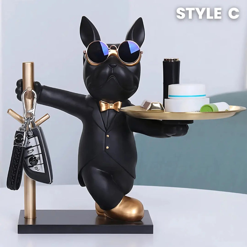 French Bulldog Statue with Tray