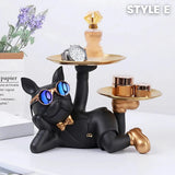 French Bulldog Statue with Tray