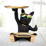 French Bulldog Statue with Tray