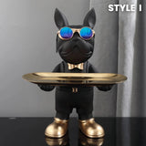 French Bulldog Statue with Tray