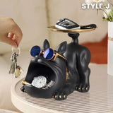 French Bulldog Statue with Tray