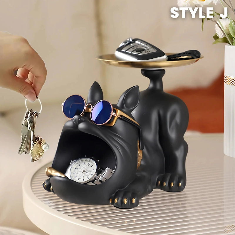 French Bulldog Statue with Tray