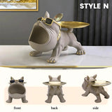 French Bulldog Statue with Tray