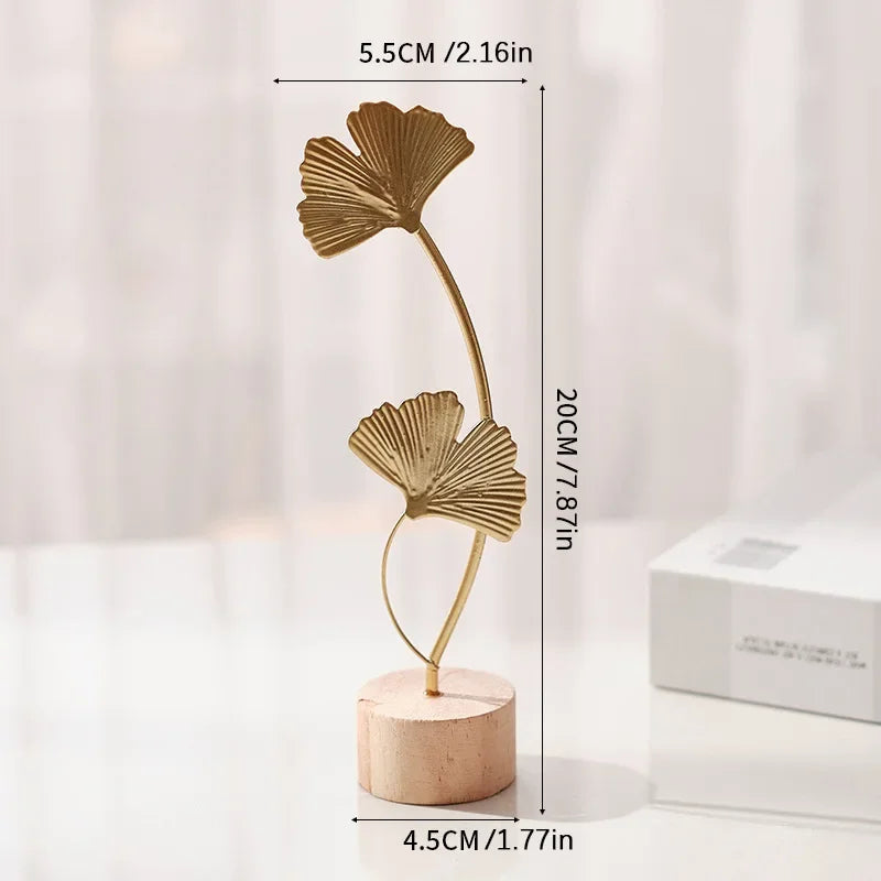 Nordic Gold Ginkgo Leaf Metal Sculpture