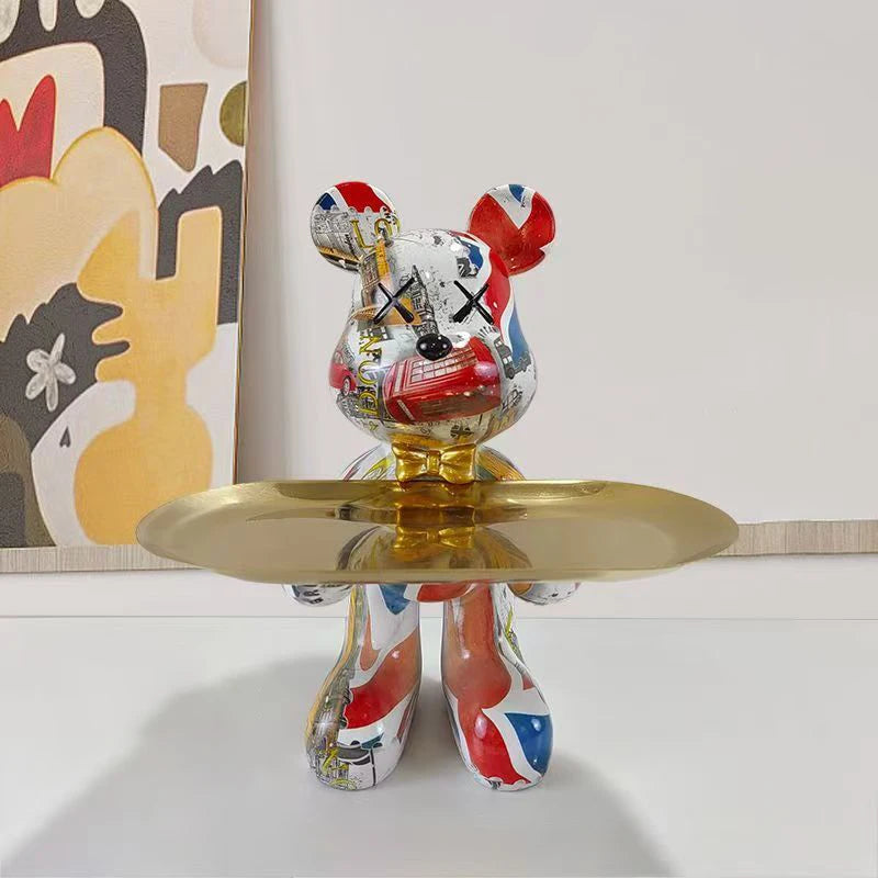 Graffiti Bear Sculpture with Tray