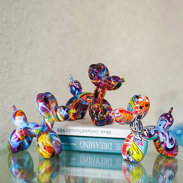 Resin Graffiti Balloon Dog Statue