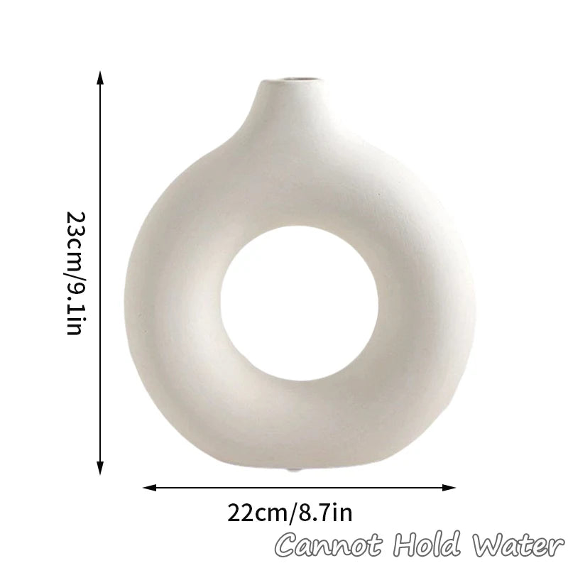 White Donut Ceramic-Style Vase