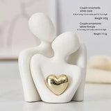 Ceramic Hugging Couple Sculpture