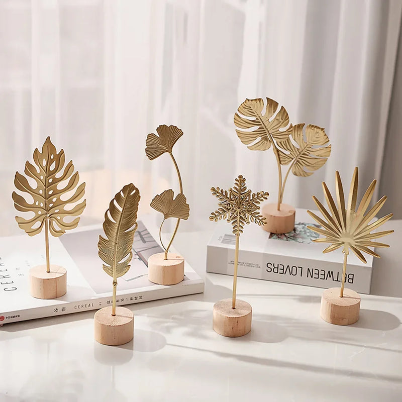 Nordic Gold Ginkgo Leaf Metal Sculpture