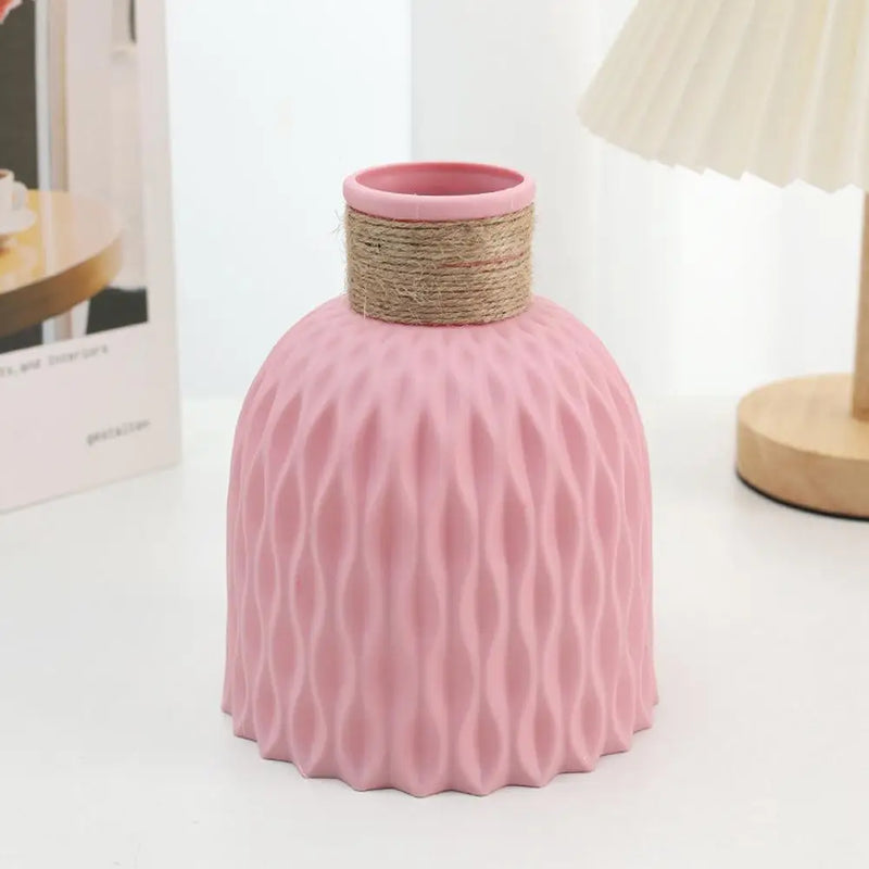 Rope-Textured Plastic Flower Vase