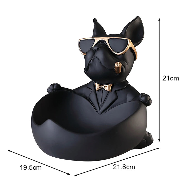 French Bulldog Statue with Tray