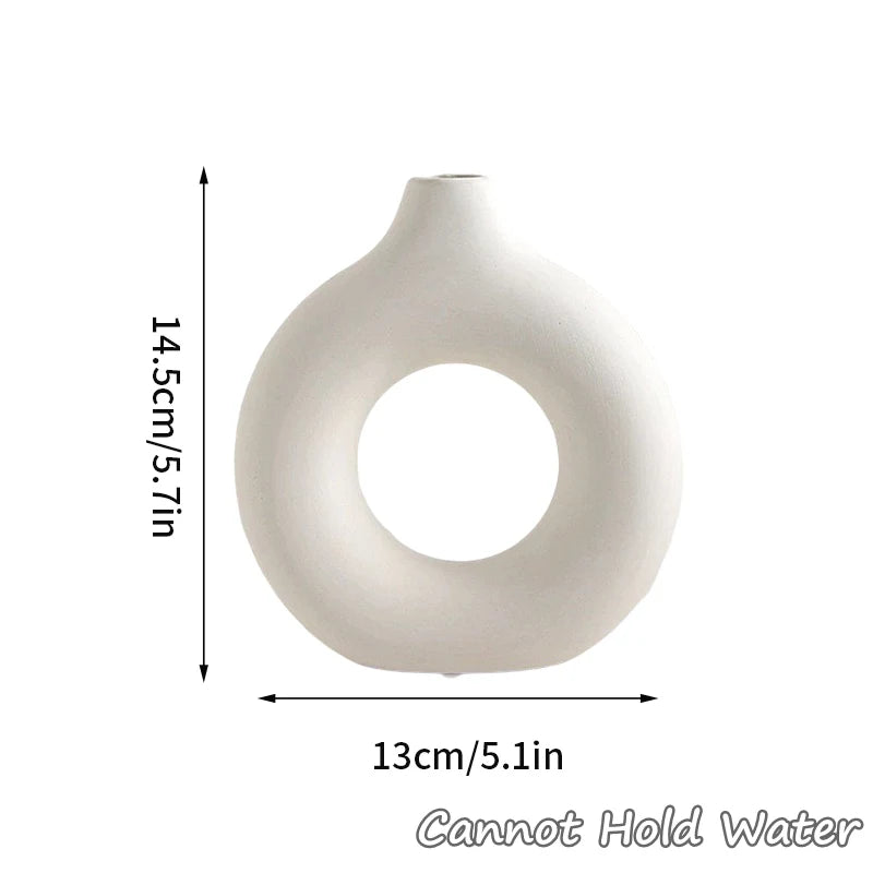 White Donut Ceramic-Style Vase