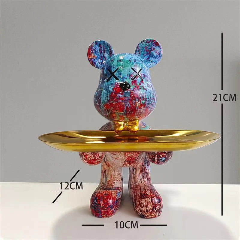 Graffiti Bear Sculpture with Tray