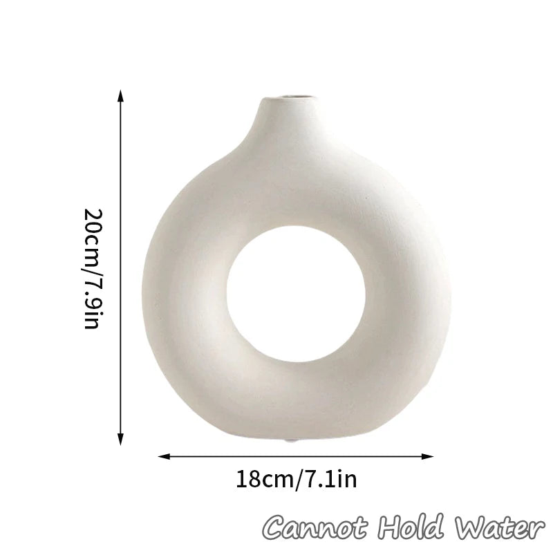 White Donut Ceramic-Style Vase