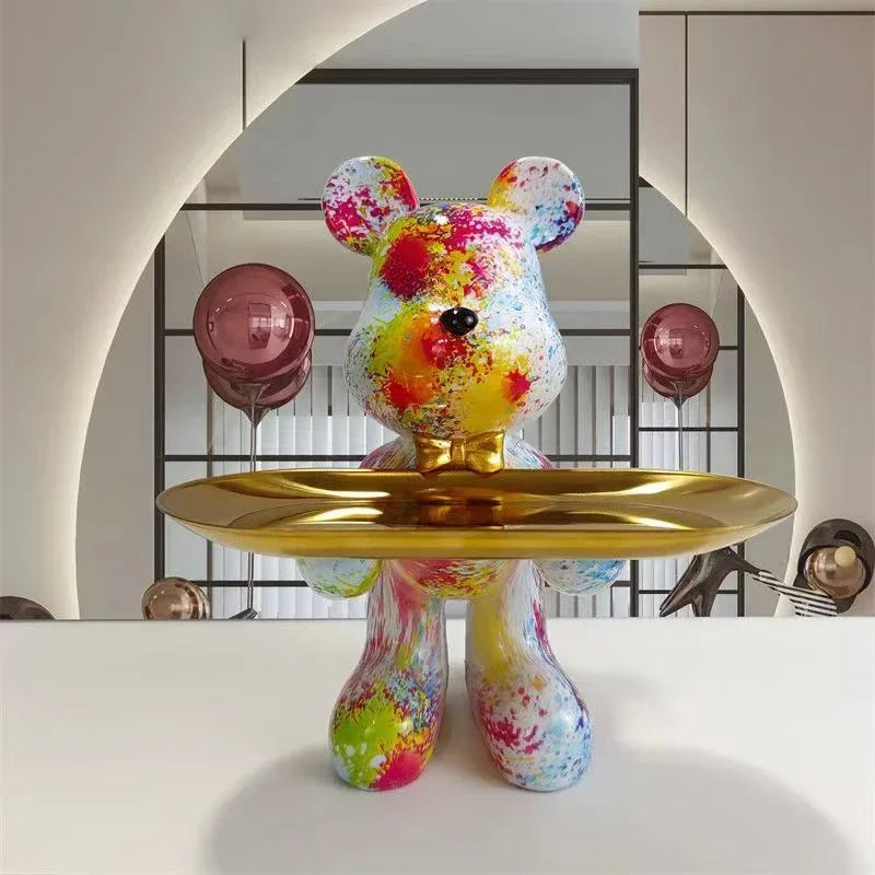 Graffiti Bear Sculpture with Tray